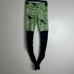 Alo Women Yoga Leggings XXS Green Black Palm Springs Glow Goddess Workout Active